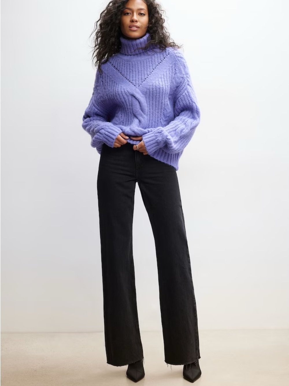 Dynamite Lavender Cable Knit Turtleneck Sweater